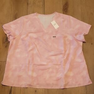 NWT Figs Pink Short Sleeved One Pocket Scrubs PO 4606 Size 6XL Nurse Dentist
